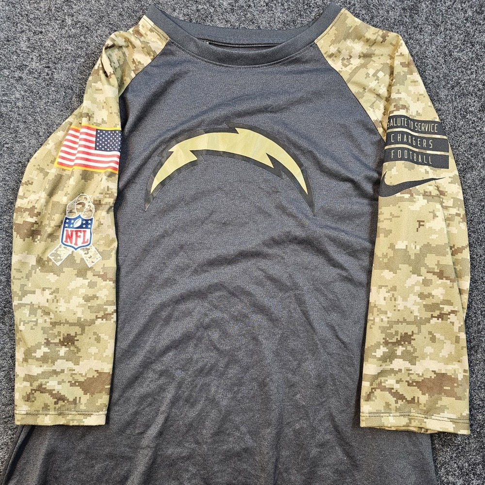 Nike Dri-Fit Los Angeles‎ Chargers Salute to Service Womens L Camo 3/4 Sleeve